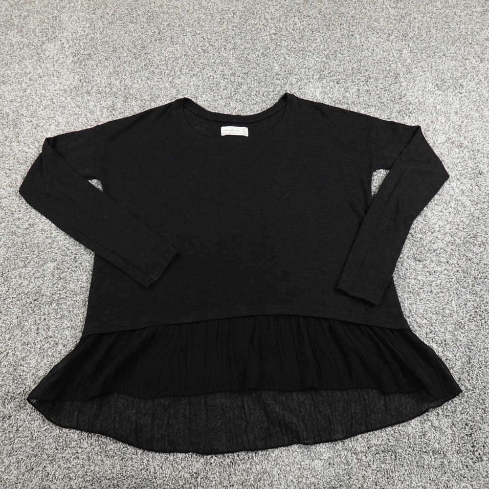 Abercrombie Fitch Shirt Womens XS Black Long Sleeve Ruffle Lace Casual Preppy AF